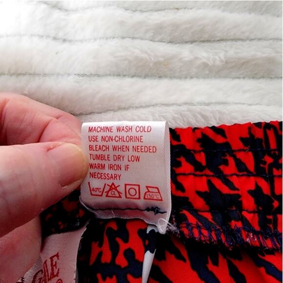 Andrea Gayle Collections Red Blue Houndstooth Midi Skirt Size 20 Elastic Waist - Picture 9 of 9